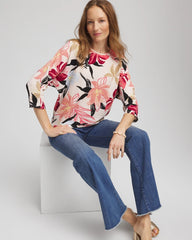 Folkloric Red Textured Tapered Dolman Top