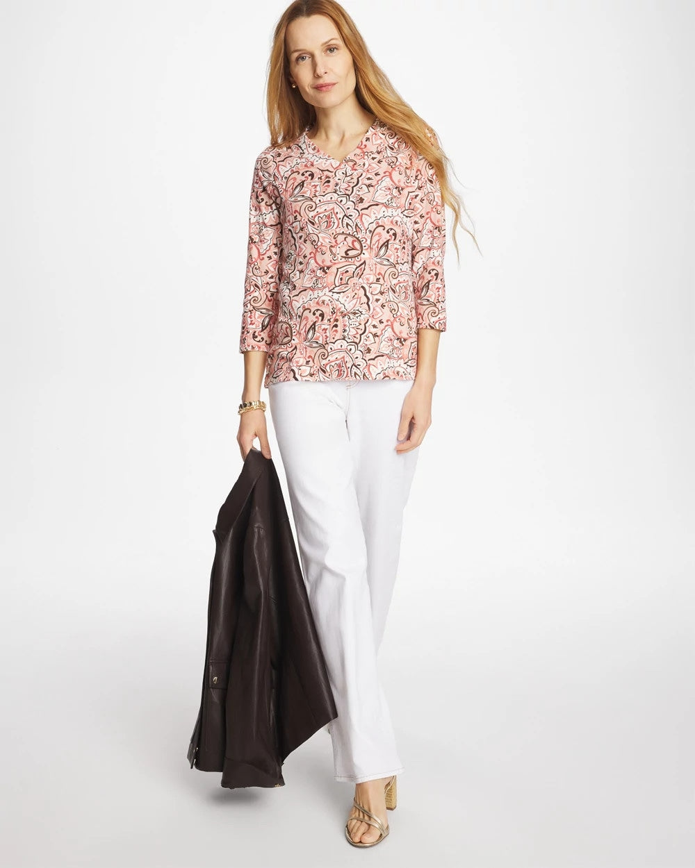Rose Smoke Pima 3/4 Sleeve Tee