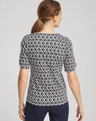 Black Printed Pima Elbow Sleeve Tee