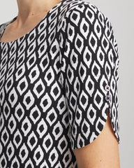 Black Printed Pima Elbow Sleeve Tee