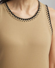 Cafe Aroma Contrast-Trim Ribbed Cotton Tank Top