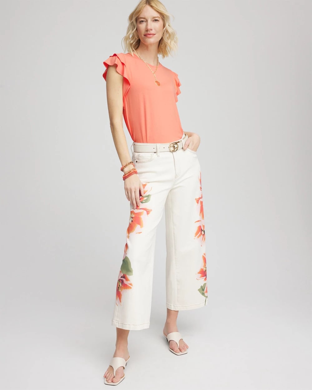 Sunset Peach Touch of Cool™ Flutter Sleeve Tee