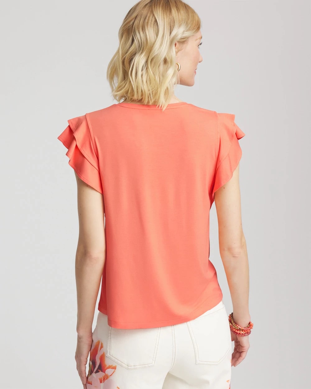 Sunset Peach Touch of Cool™ Flutter Sleeve Tee