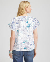 Alabaster Touch of Cool™ Floral Flutter Sleeve Tee