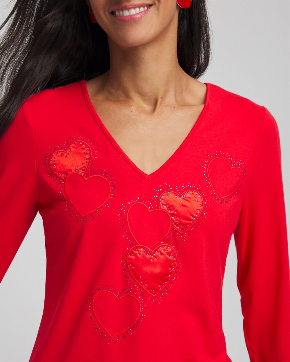 Love Letter Red Embellished Heart V-Neck Tee