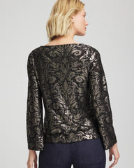 Black Art Deco Burnout Jacquard Top