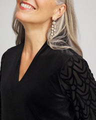 Black Art Deco Velvet Burnout Top
