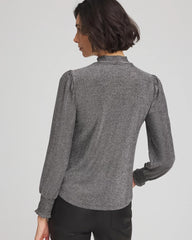 Silver Glitter Sparkle Smocked Top