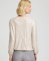 Champagne Fizz Drizzled Sequins Bubble-Hem Top