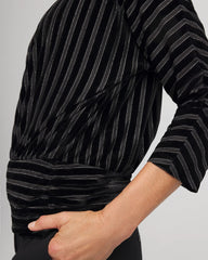 Black Velvet Burnout Stripe Banded-Bottom Top