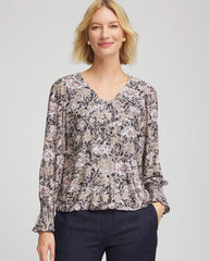 Graphite Gray Bloom Crinkle Bodre Top