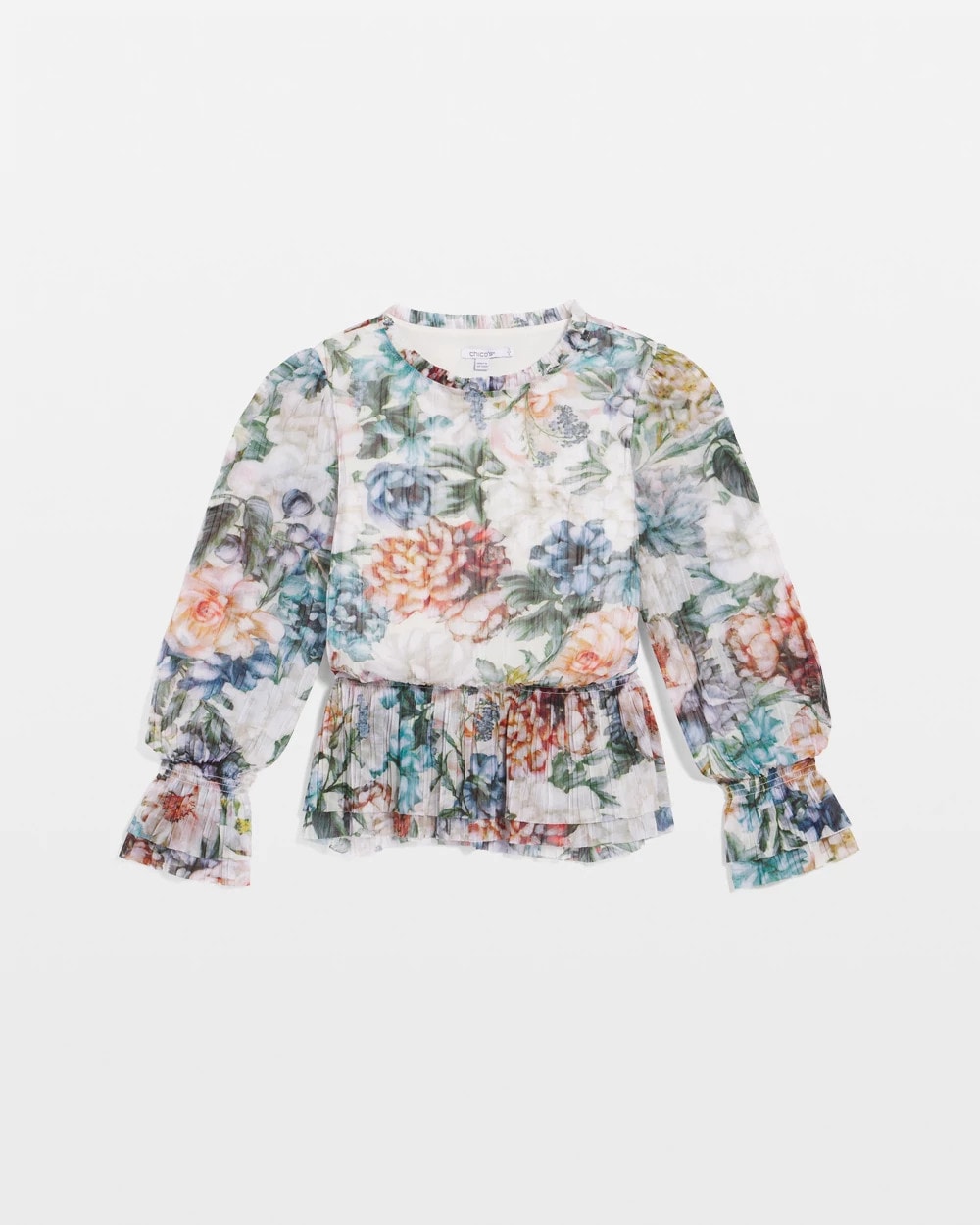 Ecru Rose Print Crinkle Top