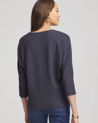 Denim Textured Denim-Motif Tapered-Hem Top