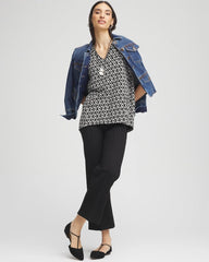 Black Graphic Slub V-Neck Tee