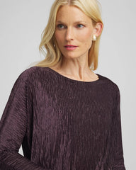 Night Bloom Crinkle Velvet Banded-Bottom Top