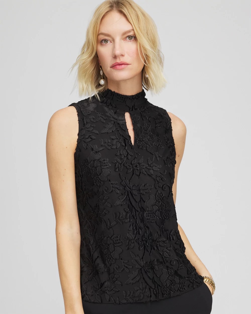 Black Burnout Mockneck Tank