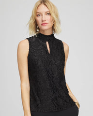 Black Burnout Mockneck Tank