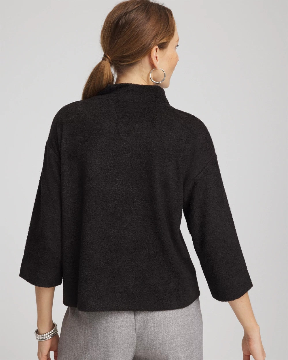 Black Jacquard Cozy Turtleneck