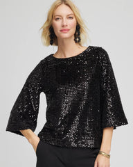 Black Sparkling Sequin Party Tee