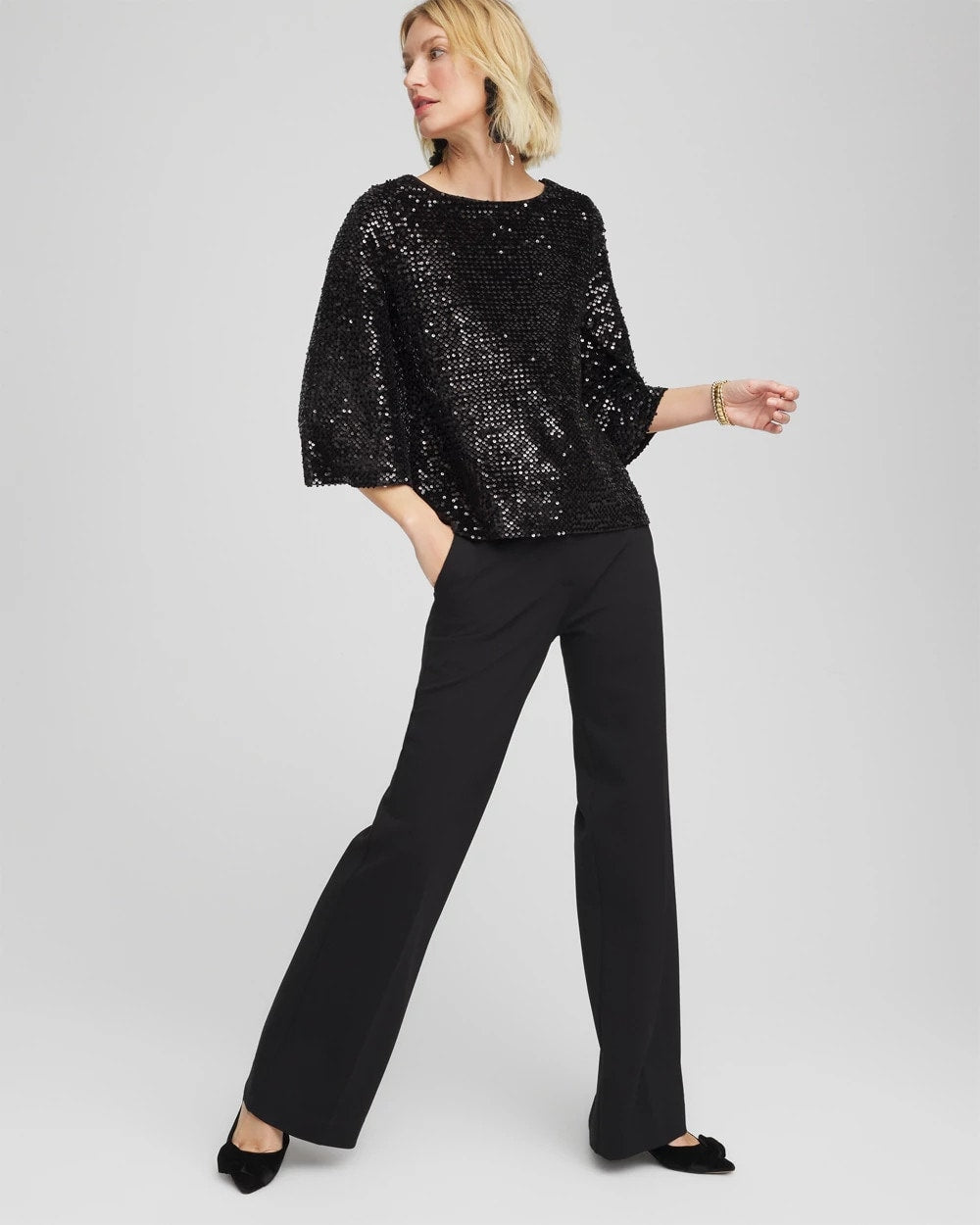Black Sparkling Sequin Party Tee