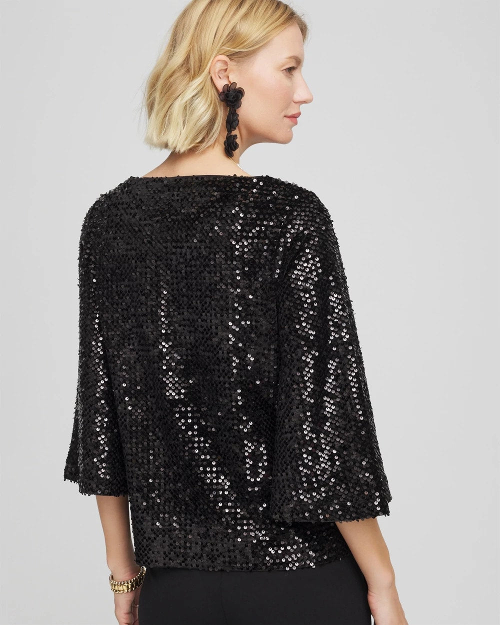 Black Sparkling Sequin Party Tee