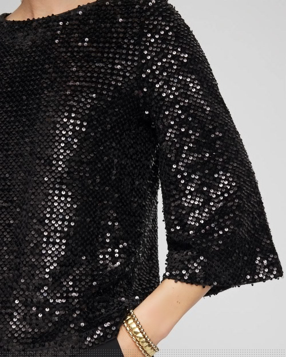 Black Sparkling Sequin Party Tee