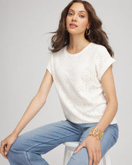 Ecru Crocheted Cotton-Blend Shirt