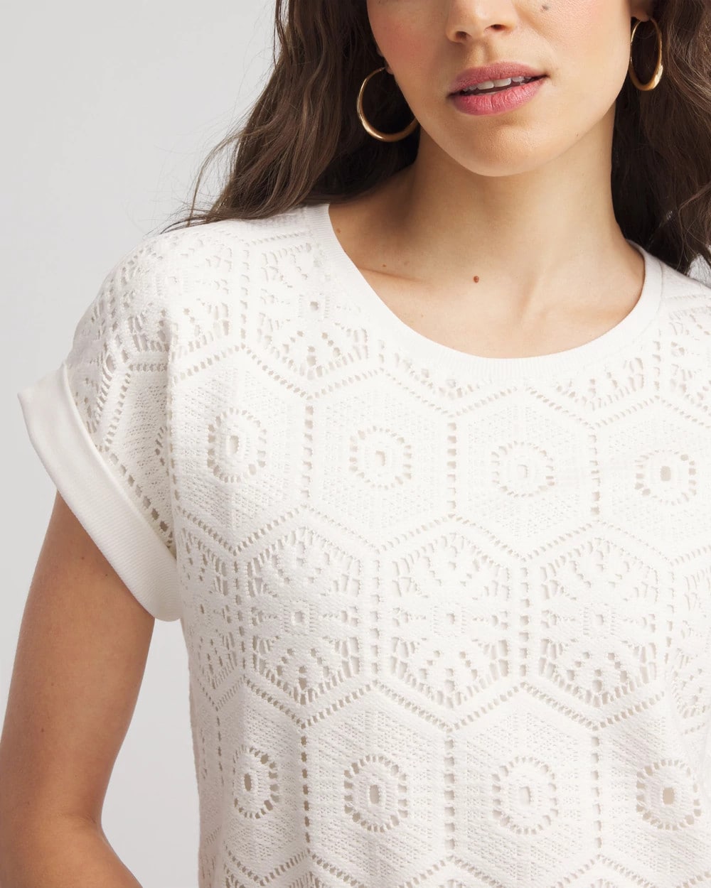 Ecru Crocheted Cotton-Blend Shirt