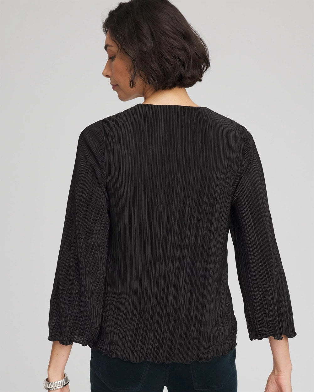 Black Bodre Flare Sleeve Top