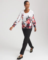 Alabaster Floral-Motif Smocked Cotton-Slub Tee