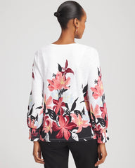 Alabaster Floral-Motif Smocked Cotton-Slub Tee