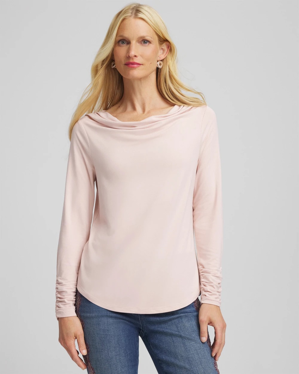 Rose Smoke Cowlneck Long-Sleeved Tee