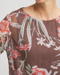 Dried Mushroom Textured Banded-Hem Top