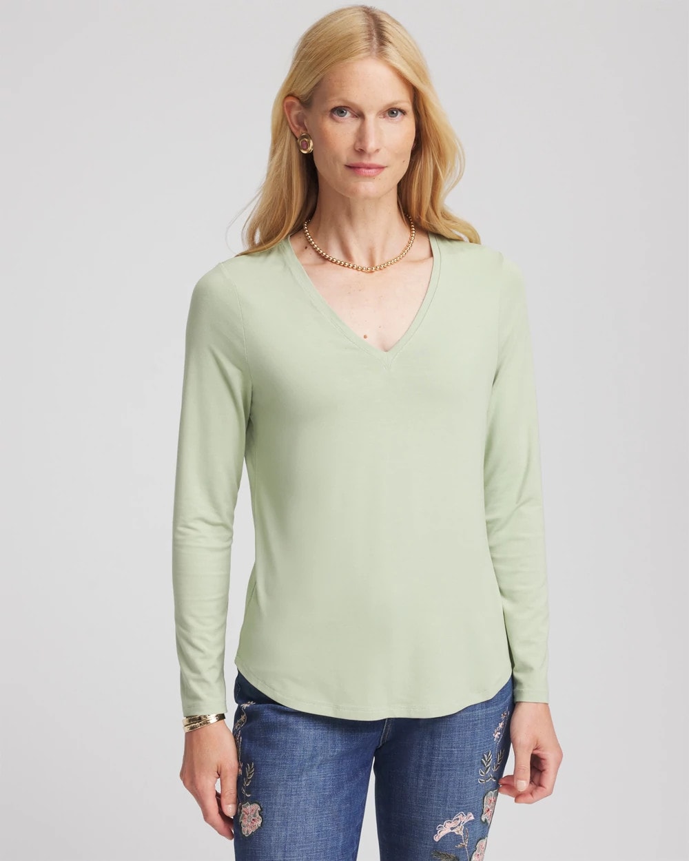 Sage Meadow Touch of Cool™ V-Neck Layering Tee