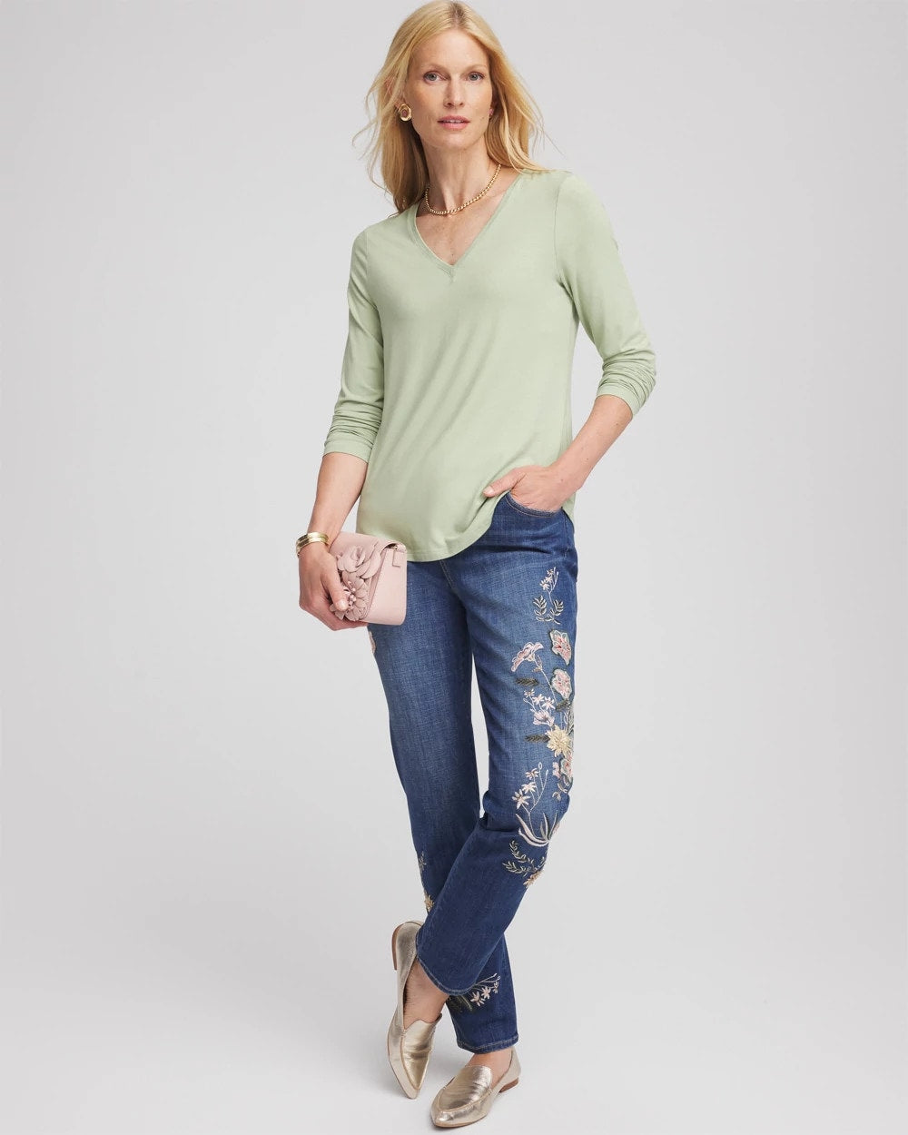 Sage Meadow Touch of Cool™ V-Neck Layering Tee