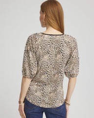 Ecru Leopard Braided Linen Top
