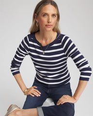 Passport Blue Stretch Cotton Boatneck Tunic