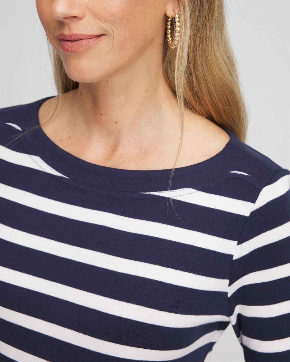 Passport Blue Stretch Cotton Boatneck Tunic