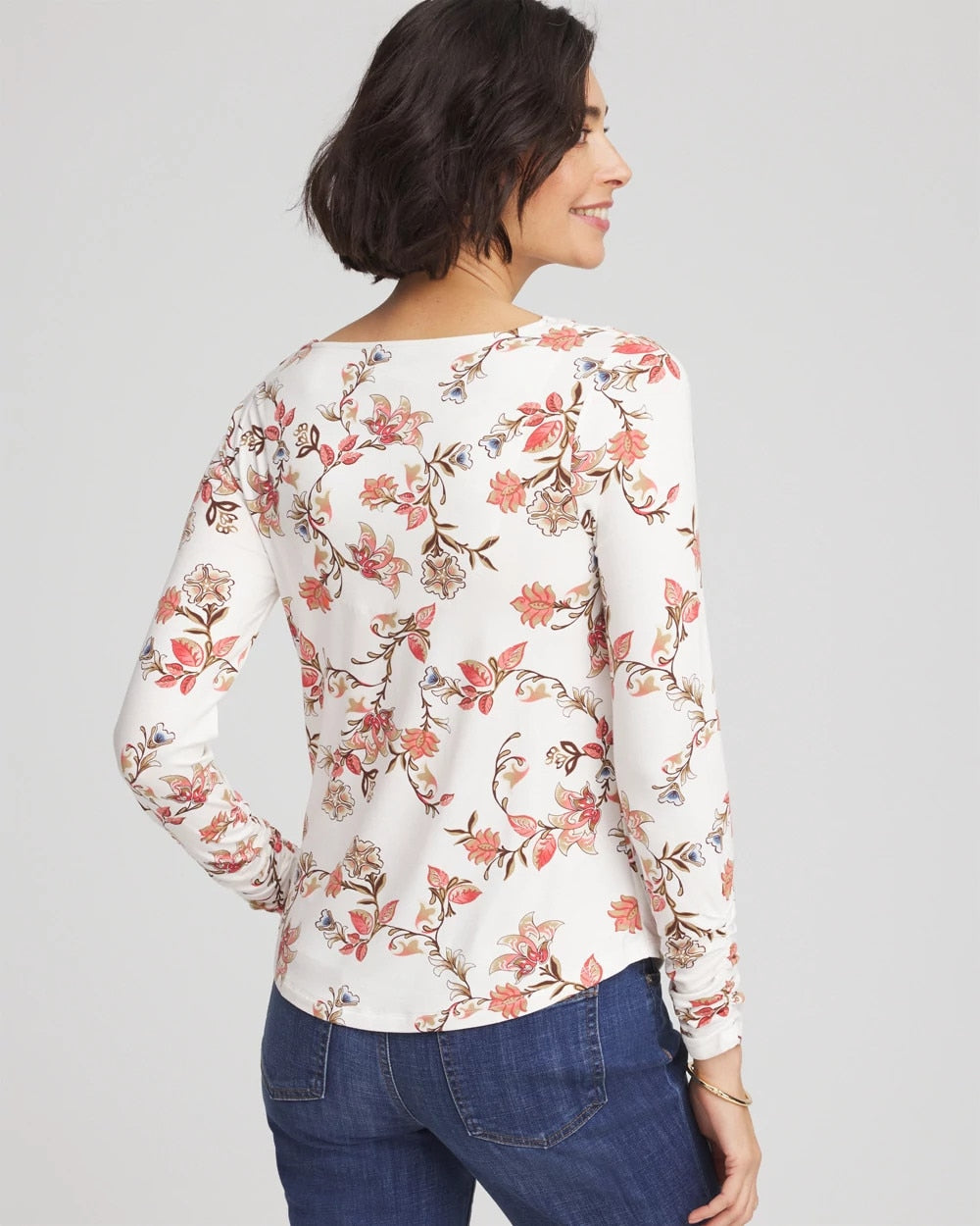 Ecru Touch of Cool™ Long-Sleeved Cowlneck Tee