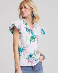 Gentle Lavender Notch Neck Cap Sleeve Tee