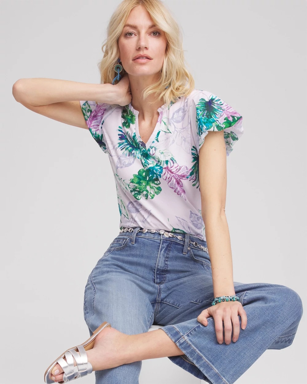 Gentle Lavender Notch Neck Cap Sleeve Tee