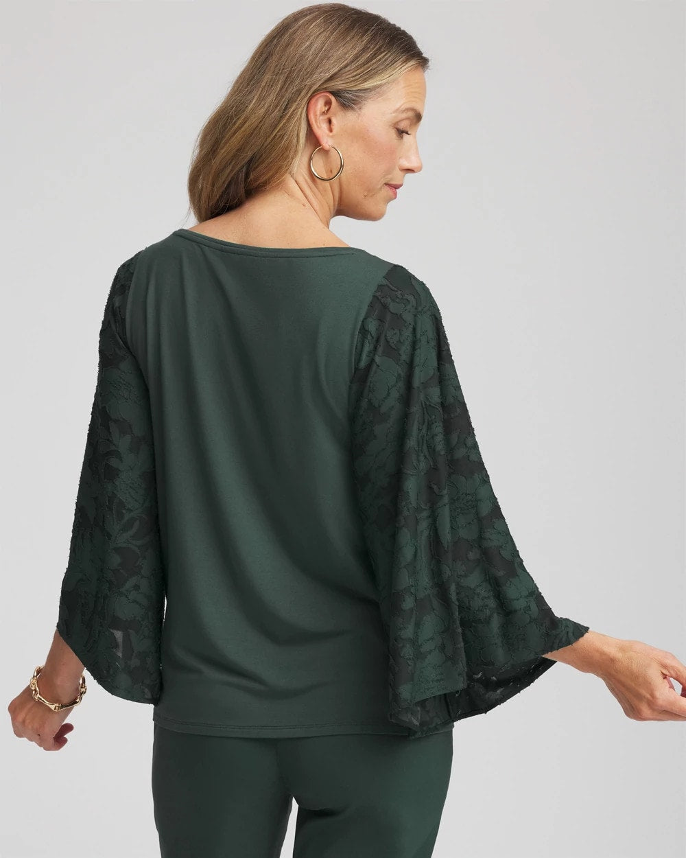 Darkest Spruce Touch of Cool™ Burnout Angel-Sleeved Top