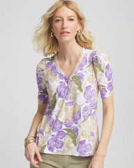Alabaster Floral Slub Henley Tee