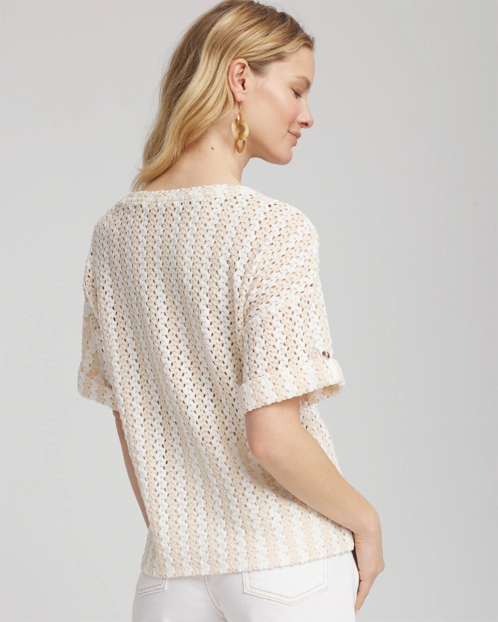 Glistening Sand Textured Roll Cuff Tee