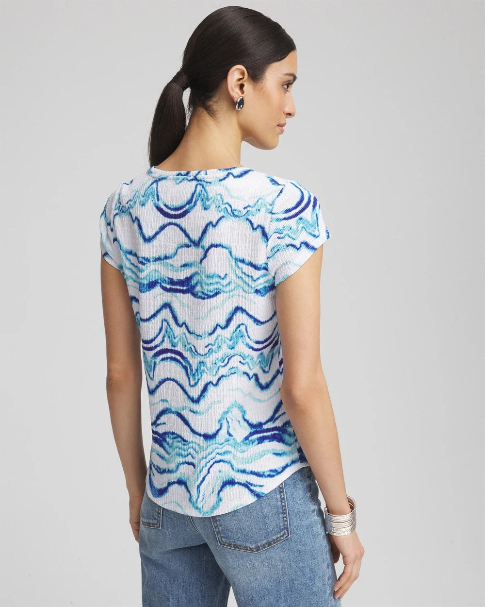 Alabaster Ocean Waves Cap Sleeve Dolman Tee