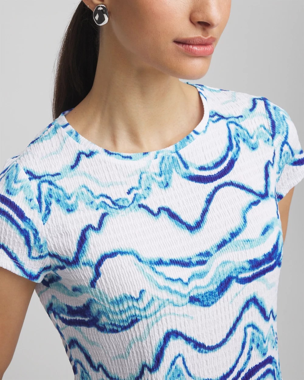Alabaster Ocean Waves Cap Sleeve Dolman Tee