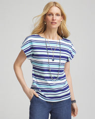 Paradiso Blue Stripe Modern Cap Sleeve Tee