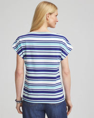 Paradiso Blue Stripe Modern Cap Sleeve Tee