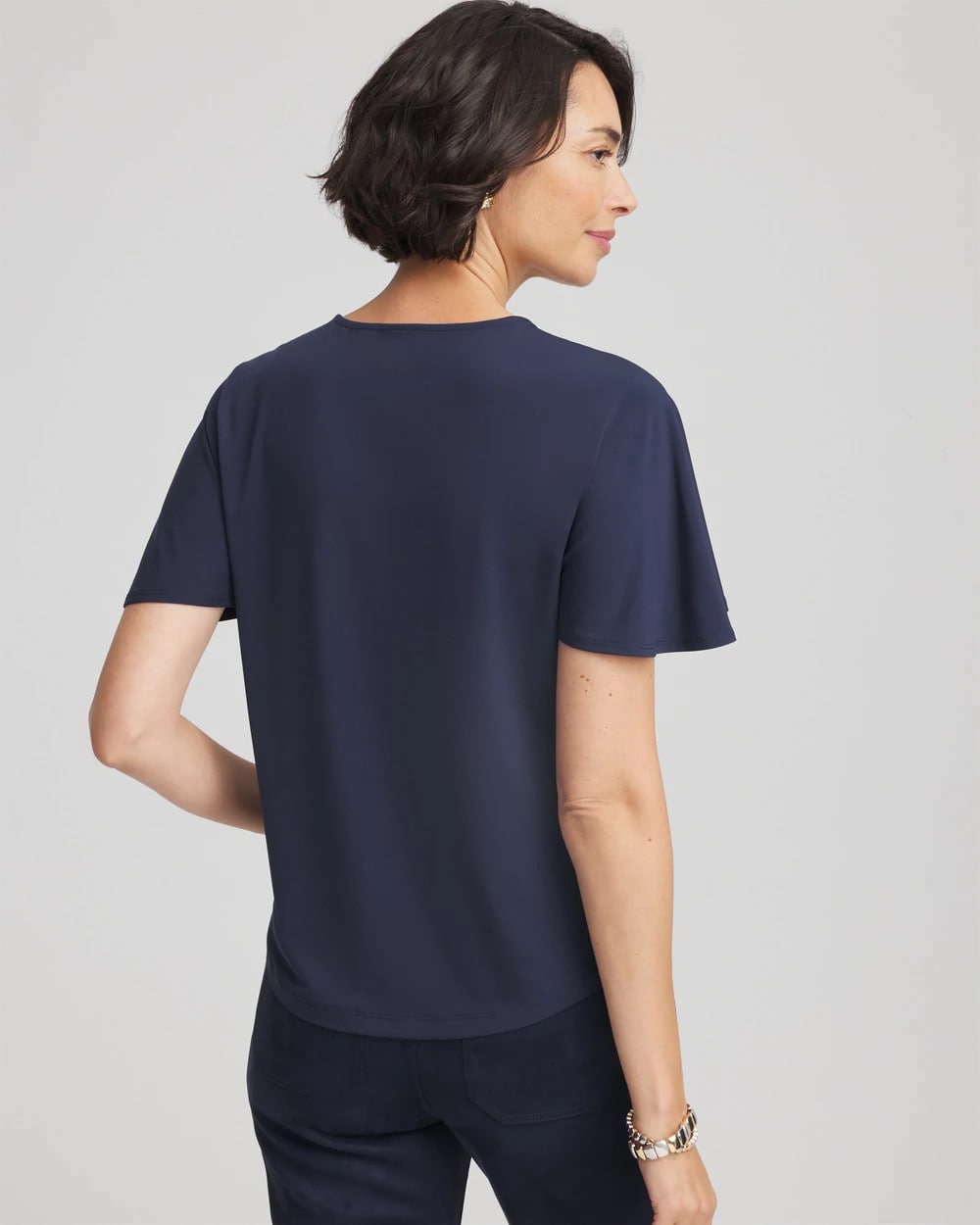 Passport Blue Jersey Knit Cowlneck Tee