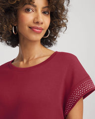 Russet Red Zenergy® Embellished Short-Sleeve Top